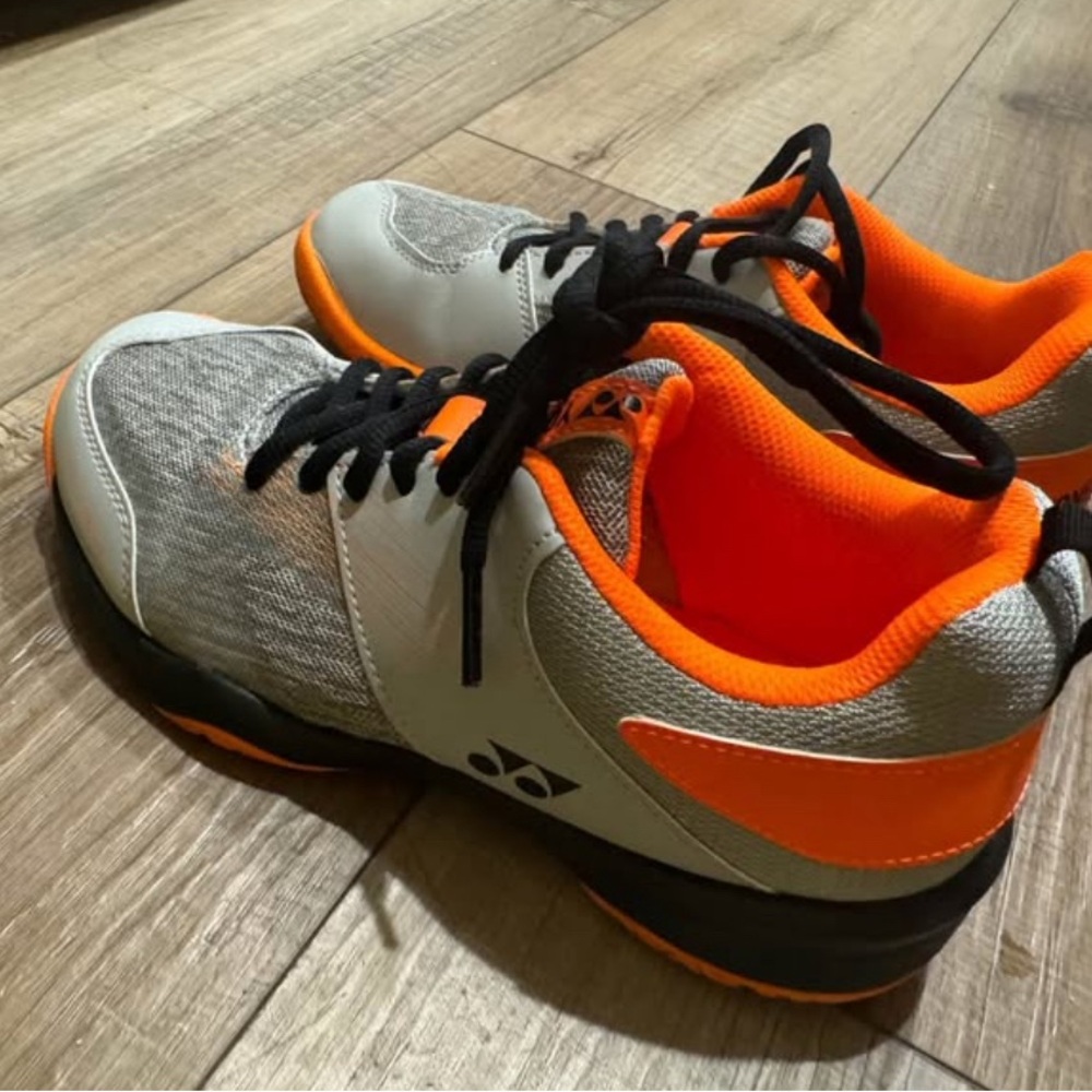Gray and Orange Athletic Shoes